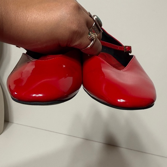 Zara Red Patent Mary Jane Ballet Flats with Ankle Strap - Picture 11 of 13